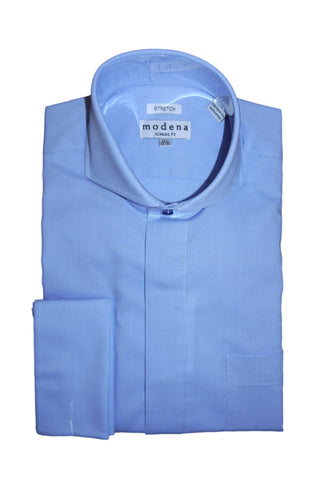 Blue Vertical Striped Cutaway Collar ...